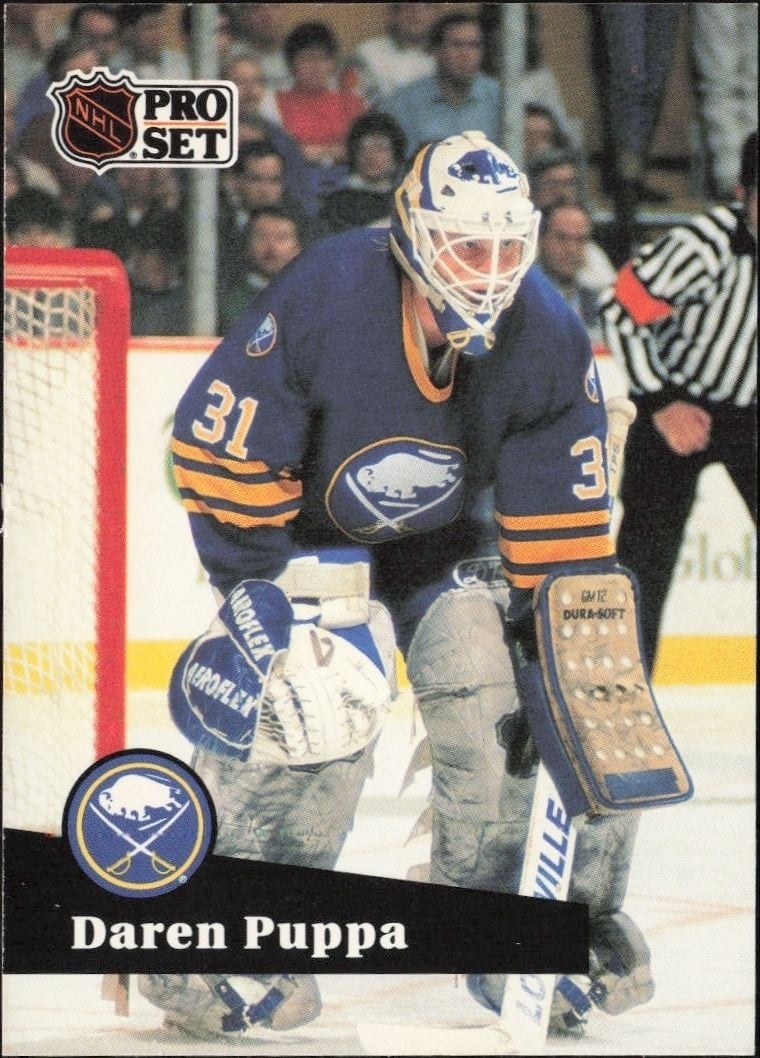 Daren Puppa 1991-92 Pro Set #21 Hockey Trading Card - Front 1991-92 Pro Set Daren Puppa #21 hockey trading card front