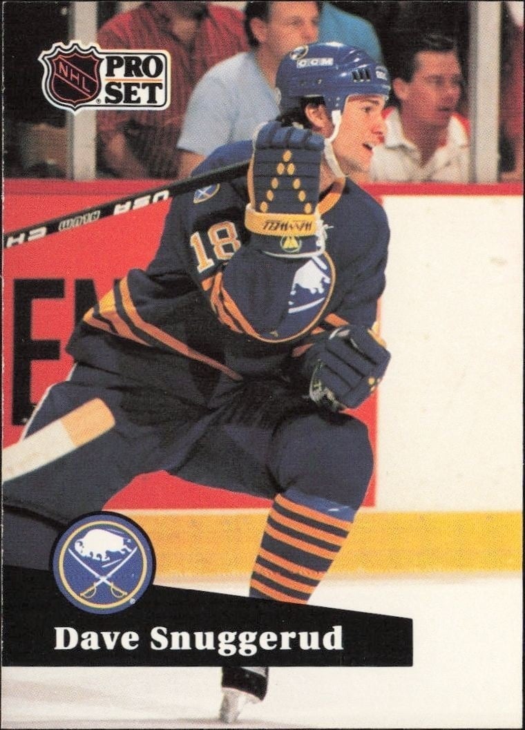 Dave Snuggerud 1991-92 Pro Set #18 Hockey Trading Card - Front 1991-92 Pro Set Dave Snuggerud #18 hockey trading card front