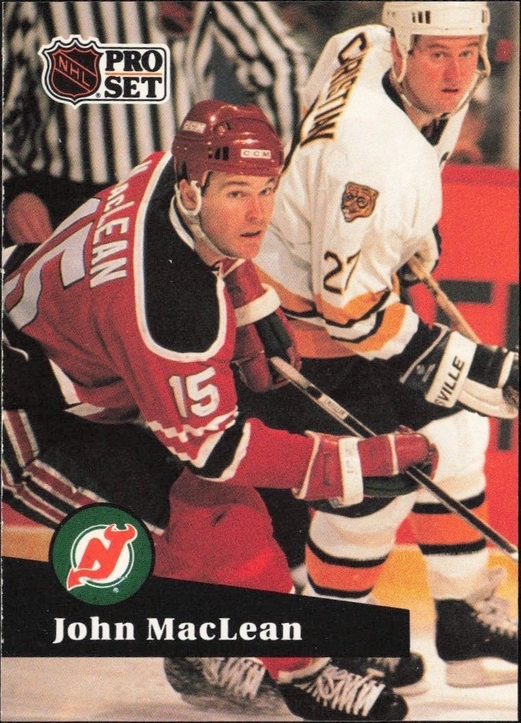 John MacLean 1991-92 Pro Set #136 Hockey Trading Card - Front 1991-92 Pro Set John MacLean #136 hockey trading card front