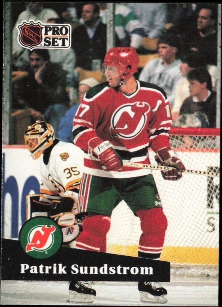 Patrik Sundstrom 1991-92 Pro Set #141 Hockey Trading Card - Front 1991-92 Pro Set Patrik Sundstrom #141 hockey trading card front