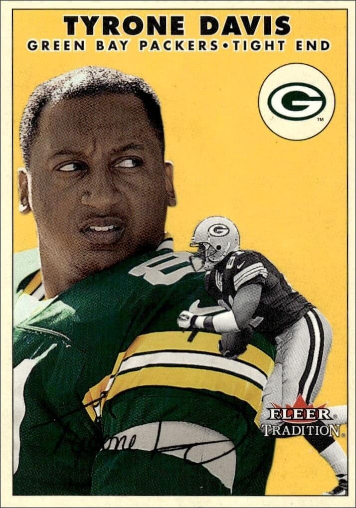 Tyrone Davis 2000 Fleer Tradition Glossy #239 Football Trading Card - Front 2000 Fleer Tradition Glossy Tyrone Davis #239 football trading card front