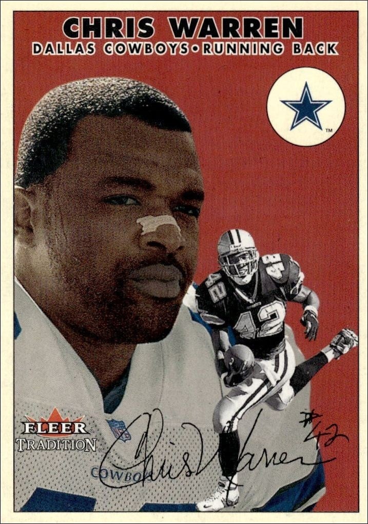 Chris Warren 2000 Fleer Tradition Glossy #256 Football Trading Card - Front 2000 Fleer Tradition Glossy Chris Warren #256 football trading card front