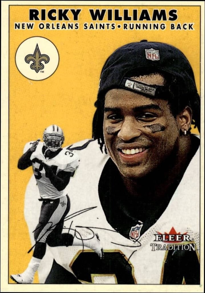 Ricky Williams 2000 Fleer Tradition Glossy #103 Football Trading Card - Front 2000 Fleer Tradition Glossy Ricky Williams #103 football trading card front
