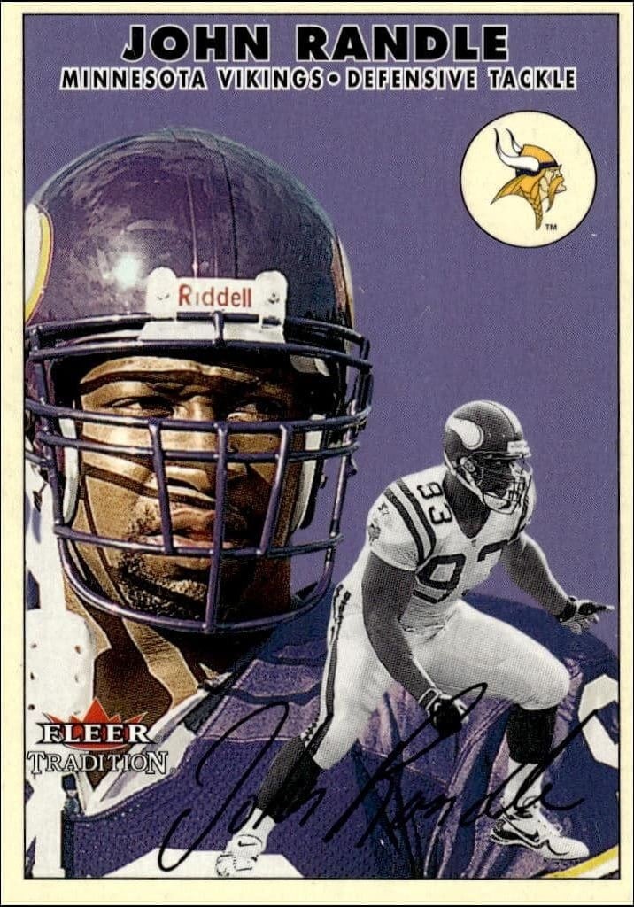 John Randle 2000 Fleer Tradition Glossy #77 Football Trading Card - Front 2000 Fleer Tradition Glossy John Randle #77 football trading card front