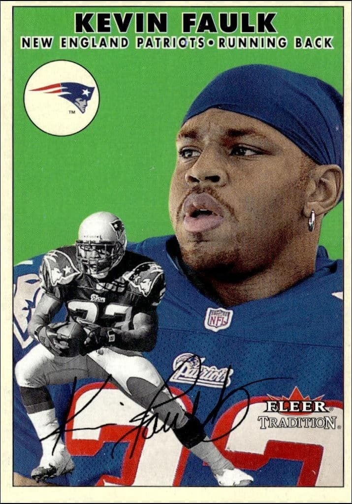 Kevin Faulk 2000 Fleer Tradition Glossy #9 Football Trading Card - Front 2000 Fleer Tradition Glossy Kevin Faulk #9 football trading card front