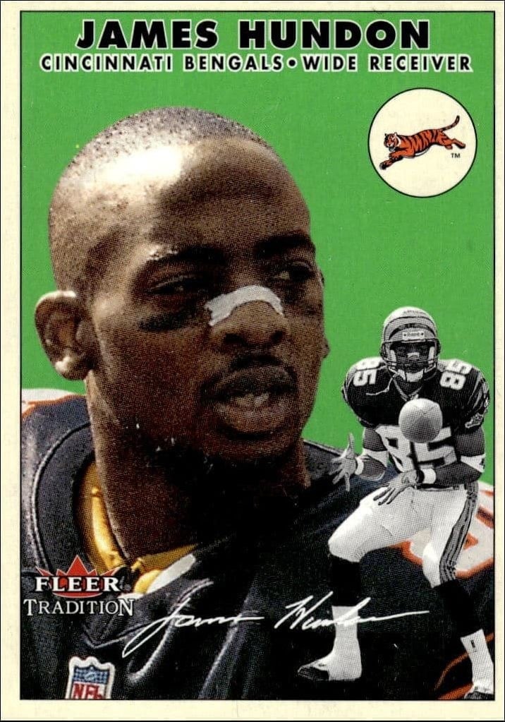James Hundon 2000 Fleer Tradition Glossy #26 Football Trading Card - Front 2000 Fleer Tradition Glossy James Hundon #26 football trading card front