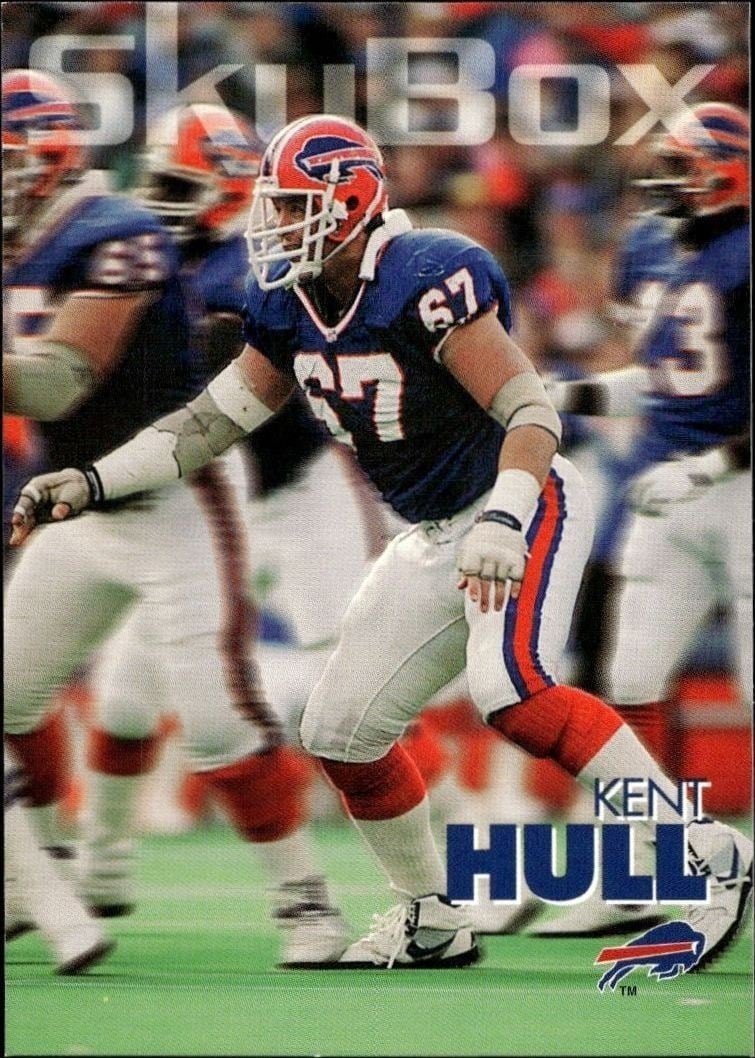 Kent Hull 1993 Skybox Impact #18 Football Trading Card - Front 1993 Skybox Impact Kent Hull #18 football trading card front
