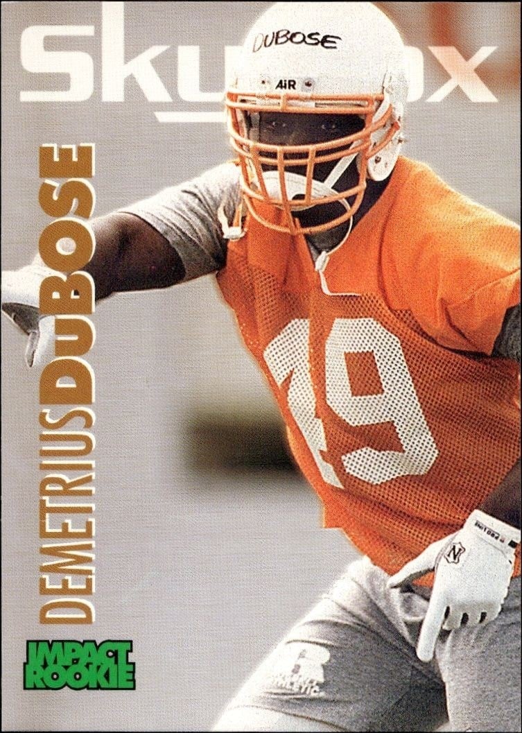 Demetrius Dubose 1993 Skybox Impact #392 Football Trading Card - Front 1993 Skybox Impact Demetrius Dubose #392 football trading card front
