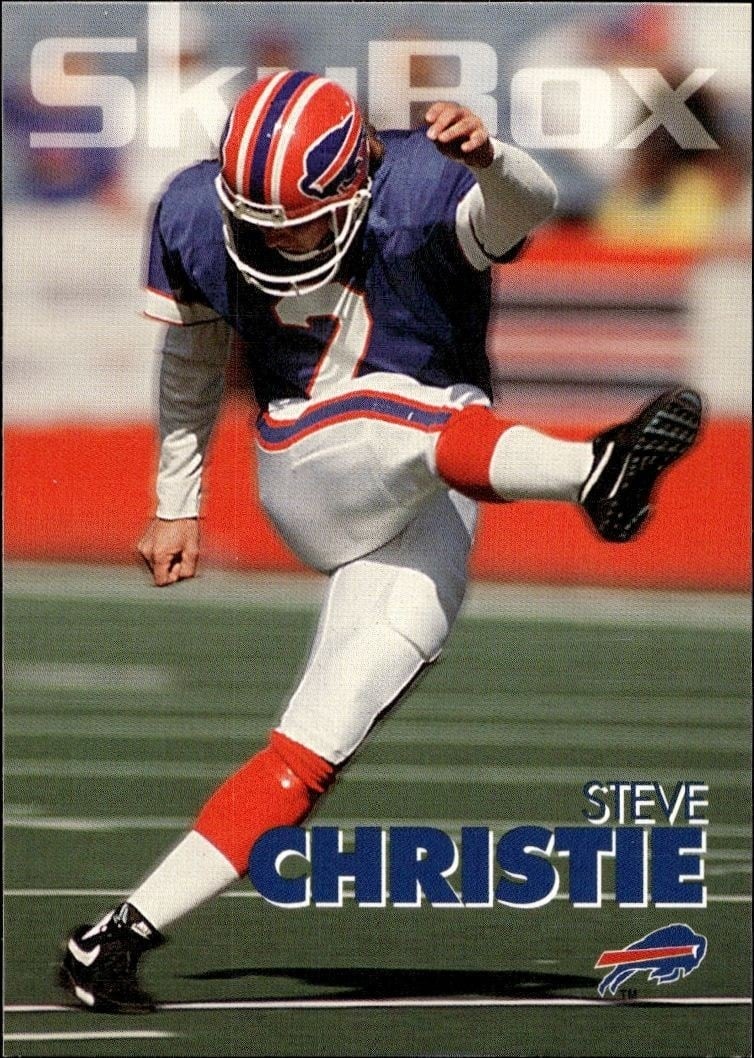 Steve Christie 1993 Skybox Impact #26 Football Trading Card - Front 1993 Skybox Impact Steve Christie #26 football trading card front