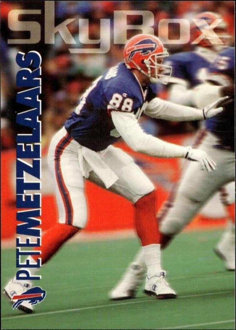 Pete Metzelaars 1993 Skybox Impact #28 Football Trading Card - Front 1993 Skybox Impact Pete Metzelaars #28 football trading card front
