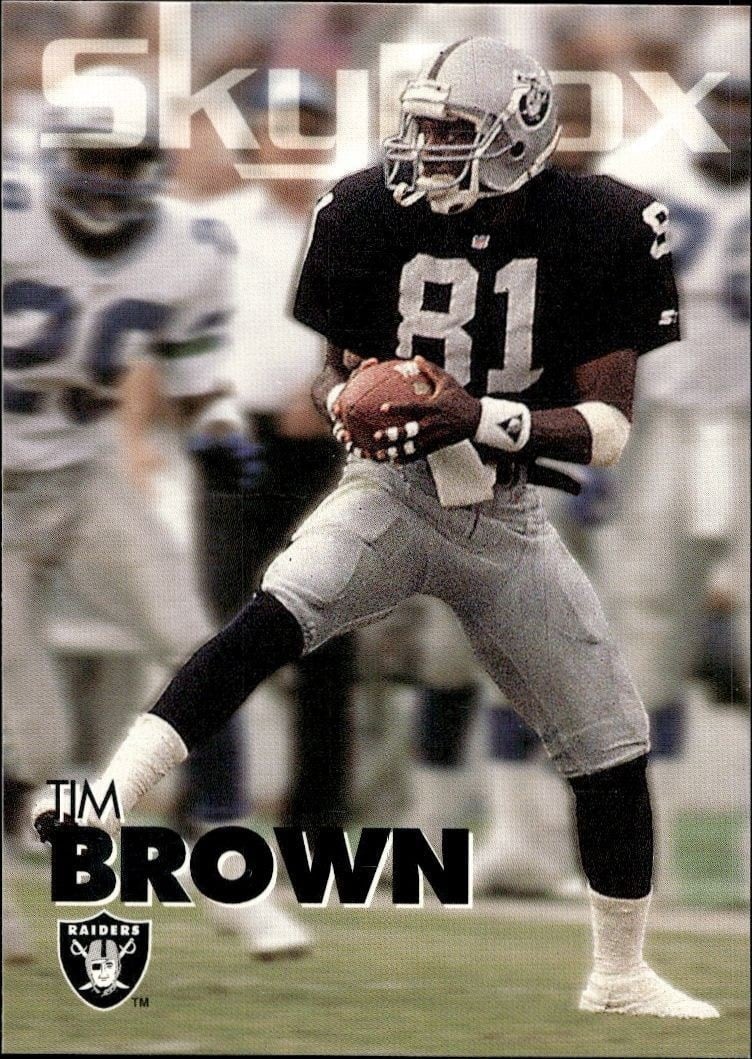 Tim Brown 1993 Skybox Impact #152 Football Trading Card - Front 1993 Skybox Impact Tim Brown #152 football trading card front
