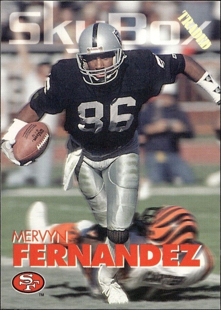 Mervyn Fernandez 1993 Skybox Impact #300 Football Trading Card - Front 1993 Skybox Impact Mervyn Fernandez #300 football trading card front