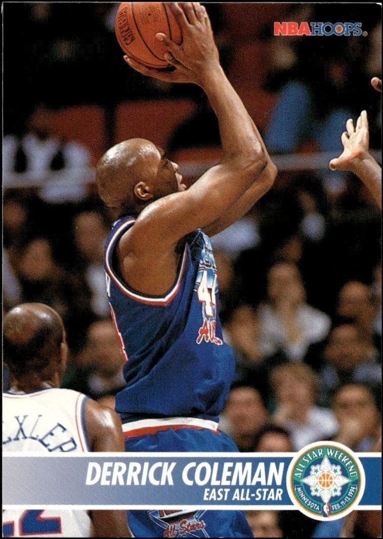 Derrick Coleman 1994-95 Skybox Nba Hoops #227 Basketball Trading Card - Front 1994-95 Skybox Nba Hoops Derrick Coleman #227 basketball trading card front