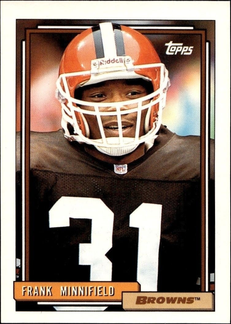 Frank Minnifield 1992 Topps #396 Football Trading Card - Front 1992 Topps Frank Minnifield #396 football trading card front