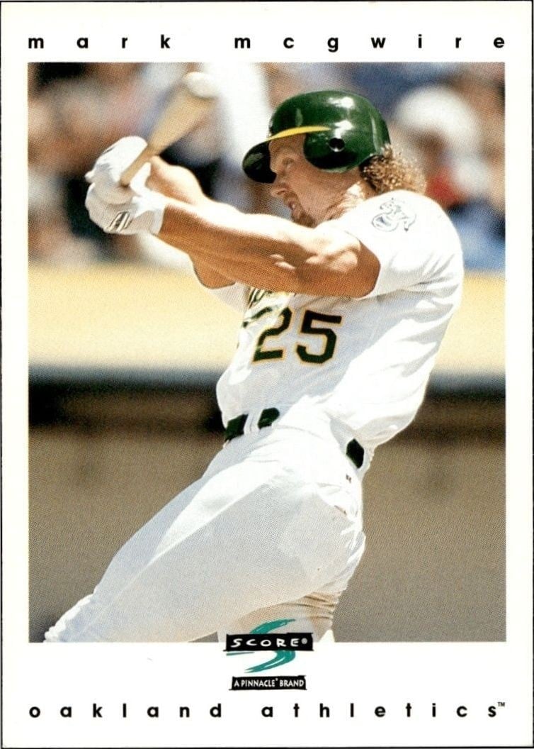 Mark McGwire 1997 Score #187 Baseball Trading Card - Front 1997 Score Mark McGwire #187 baseball trading card front