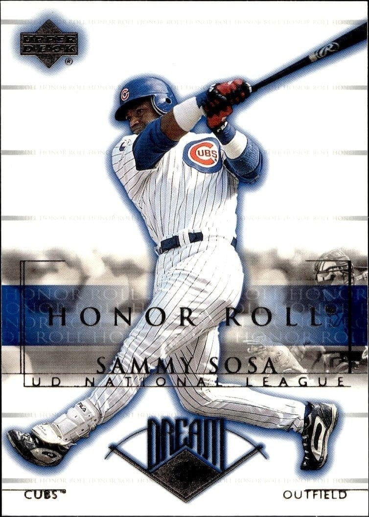 Sammy Sosa 2002 Upper Deck Honor Roll #9 Baseball Trading Card - Front 2002 Upper Deck Honor Roll Sammy Sosa #9 baseball trading card front