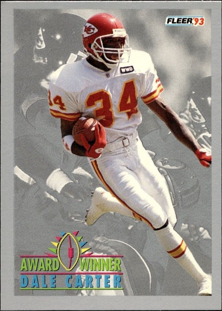 Dale Carter 1993 Fleer #257 Football Trading Card - Front 1993 Fleer Dale Carter #257 football trading card front