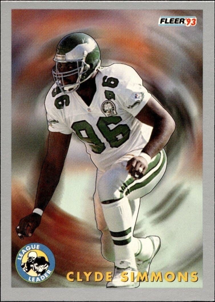 Clyde Simmons 1993 Fleer #258 Football Trading Card - Front 1993 Fleer Clyde Simmons #258 football trading card front