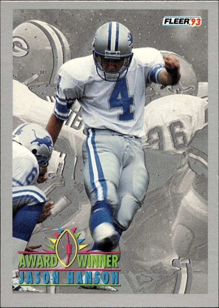 Jason Hanson 1993 Fleer #254 Football Trading Card - Front 1993 Fleer Jason Hanson #254 football trading card front