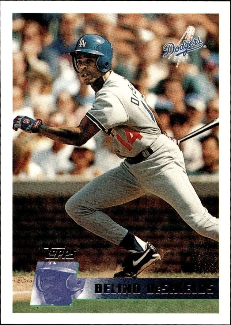 Delino DeShields 1996 Topps #312 Baseball Trading Card - Front 1996 Topps Delino DeShields #312 baseball trading card front