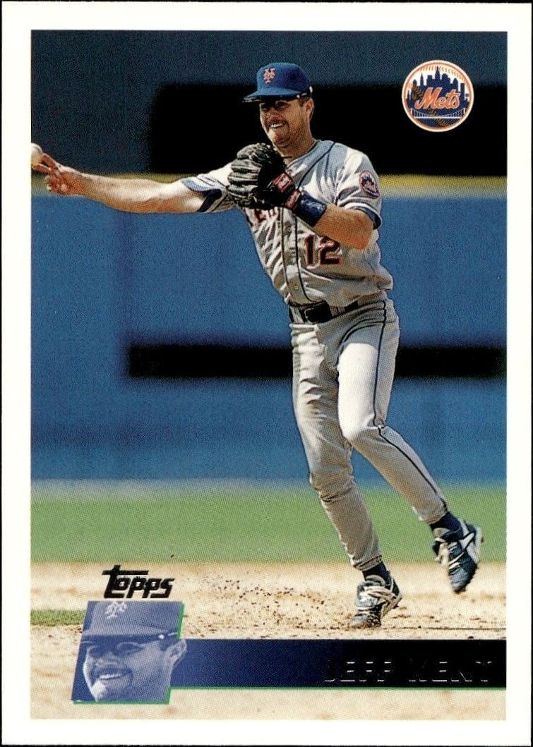 Jeff Kent 1996 Topps #207 Baseball Trading Card - Front 1996 Topps Jeff Kent #207 baseball trading card front