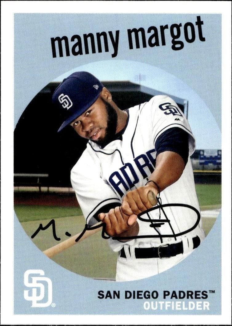 Manny Margot 2018 Topps Heritage #87 Baseball Trading Card - Front 2018 Topps Heritage Manny Margot #87 baseball trading card front