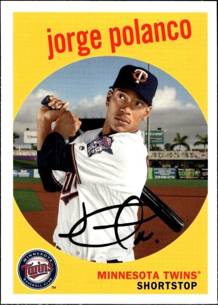 Jorge Polanco 2018 Topps Heritage #26 Baseball Trading Card - Front 2018 Topps Heritage Jorge Polanco #26 baseball trading card front