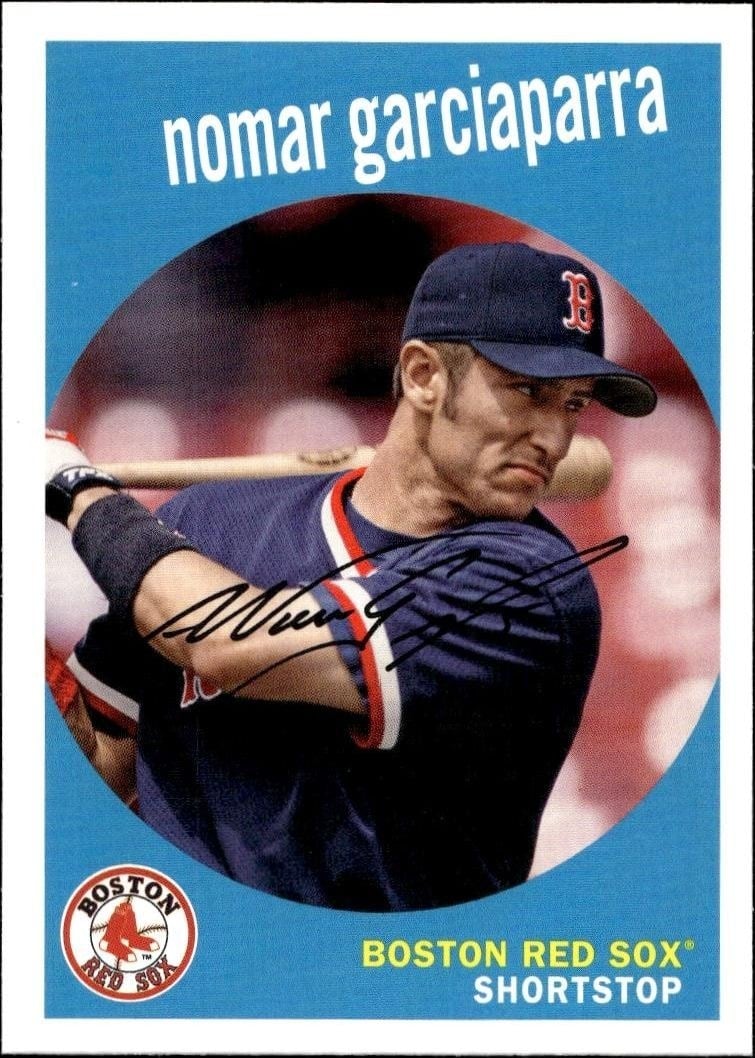 Nomar Garciaparra 2018 Topps Heritage #8 Baseball Trading Card - Front 2018 Topps Heritage Nomar Garciaparra #8 baseball trading card front