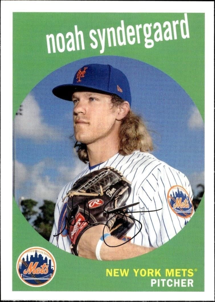 Noah Syndergaard 2018 Topps Heritage #2 Baseball Trading Card - Front 2018 Topps Heritage Noah Syndergaard #2 baseball trading card front