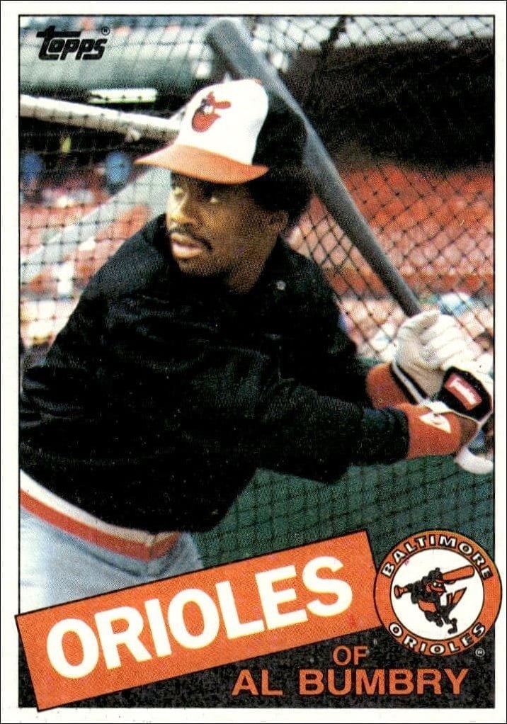 Al Bumbry 1985 Topps #726 Baseball Trading Card - Front 1985 Topps Al Bumbry #726 baseball trading card front