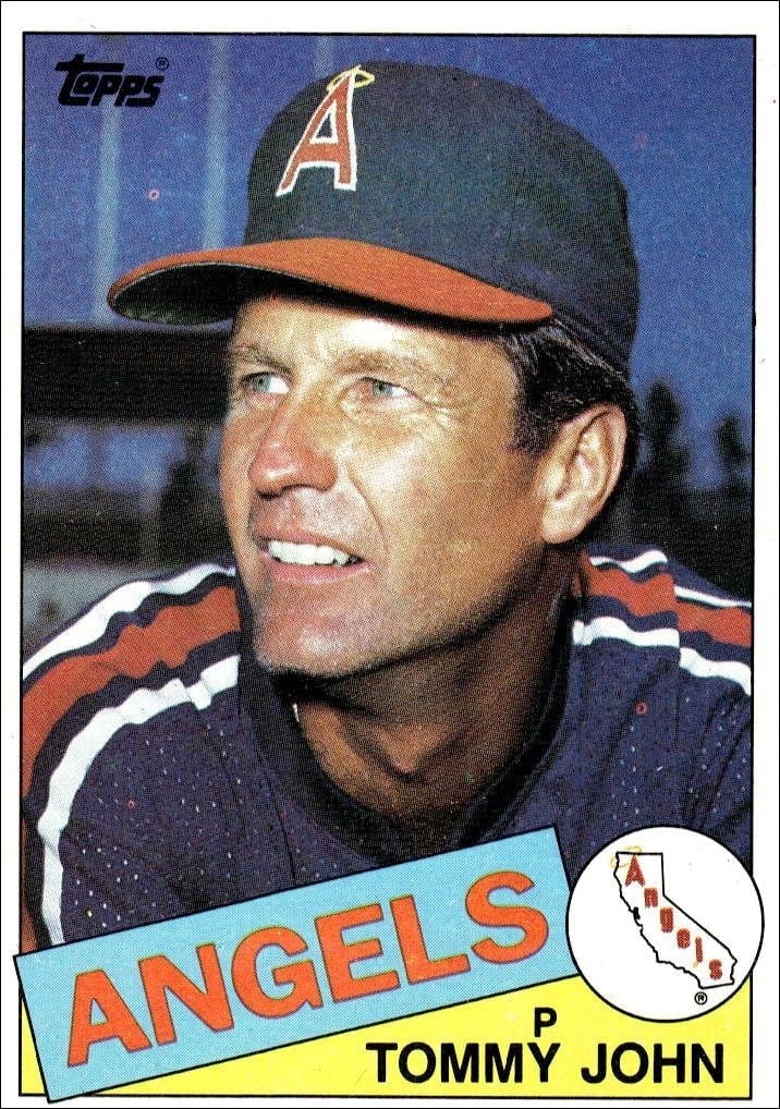 Tommy John 1985 Topps #179 Baseball Trading Card - Front 1985 Topps Tommy John #179 baseball trading card front