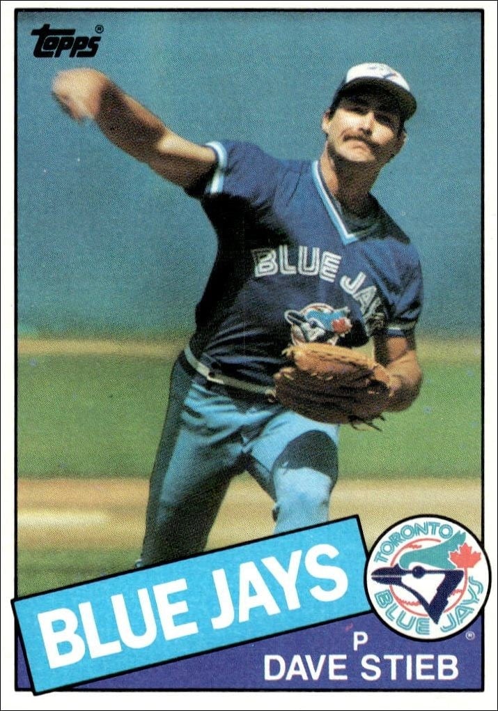 Dave Stieb 1985 Topps #240 Baseball Trading Card - Front 1985 Topps Dave Stieb #240 baseball trading card front