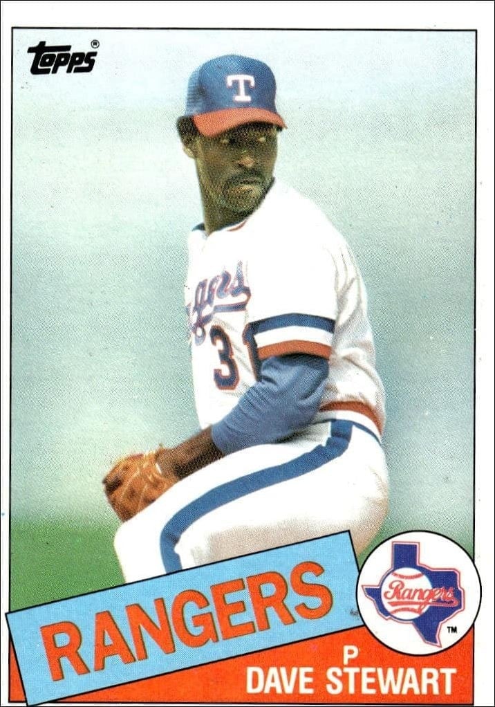 Dave Stewart 1985 Topps #723 Baseball Trading Card - Front 1985 Topps Dave Stewart #723 baseball trading card front