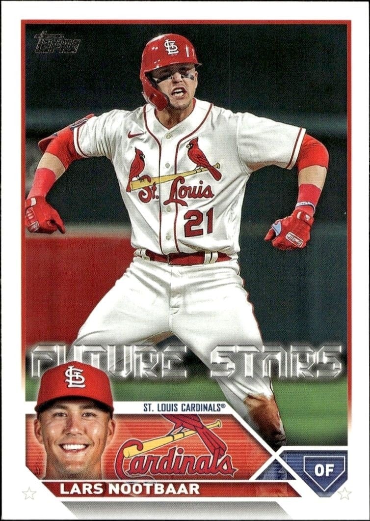 Lars Nootbaar 2023 Topps Series 2 #455 Baseball Trading Card - Front 2023 Topps Series 2 Lars Nootbaar #455 baseball trading card front