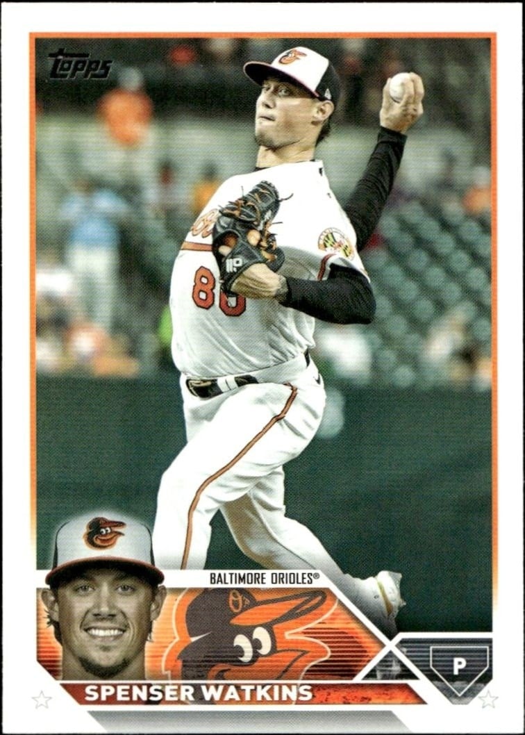Spenser Watkins 2023 Topps Series 2 #393 Baseball Trading Card - Front 2023 Topps Series 2 Spenser Watkins #393 baseball trading card front