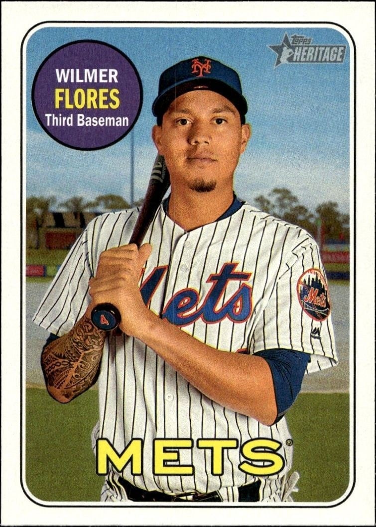 Wilmer Flores 2018 Topps Heritage #19 Baseball Trading Card - Front 2018 Topps Heritage Wilmer Flores #19 baseball trading card front