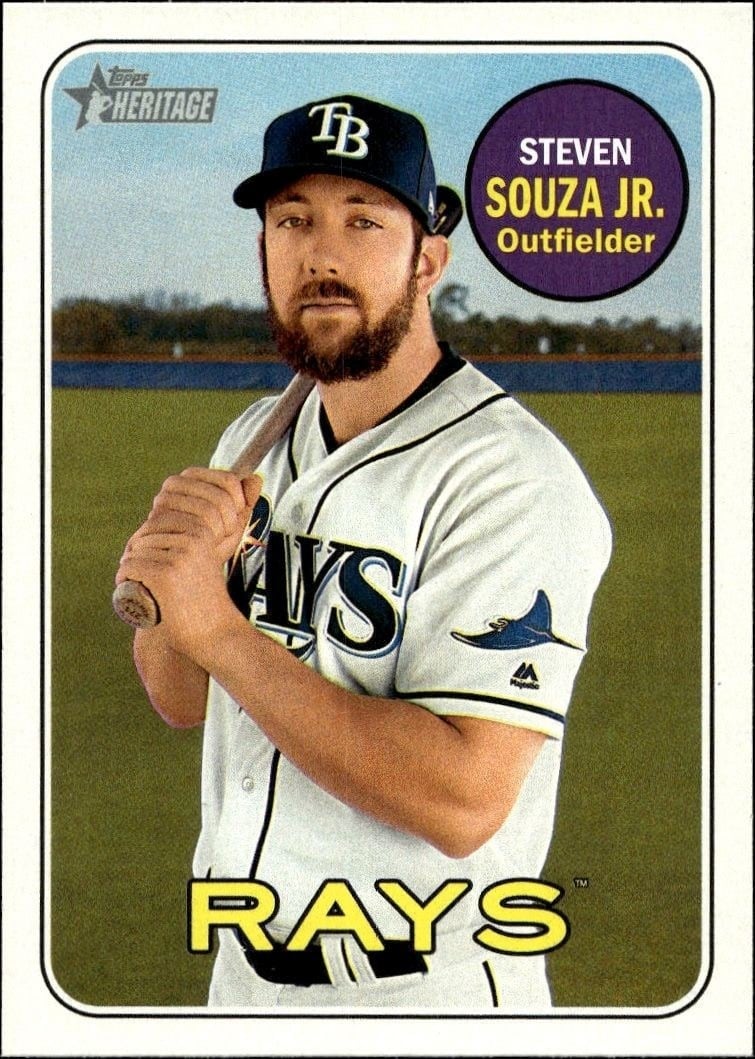 Steven Souza Jr. 2018 Topps Heritage #32 Baseball Trading Card - Front 2018 Topps Heritage Steven Souza Jr. #32 baseball trading card front