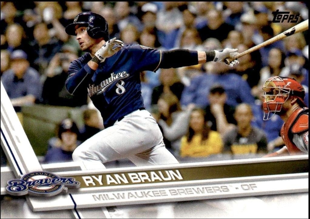 Ryan Braun 2017 Topps #220 Baseball Trading Card - Front 2017 Topps Ryan Braun #220 baseball trading card front