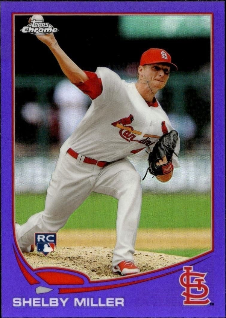 Shelby Miller 2013 Topps Chrome #80 Baseball Trading Card - Front 2013 Topps Chrome Shelby Miller #80 baseball trading card front