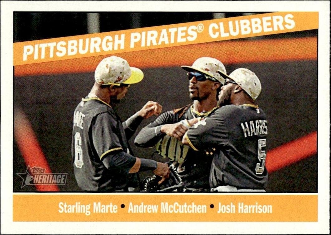 Starling Marte 2015 Topps Heritage #199 Baseball Trading Card - Front 2015 Topps Heritage Starling Marte #199 baseball trading card front