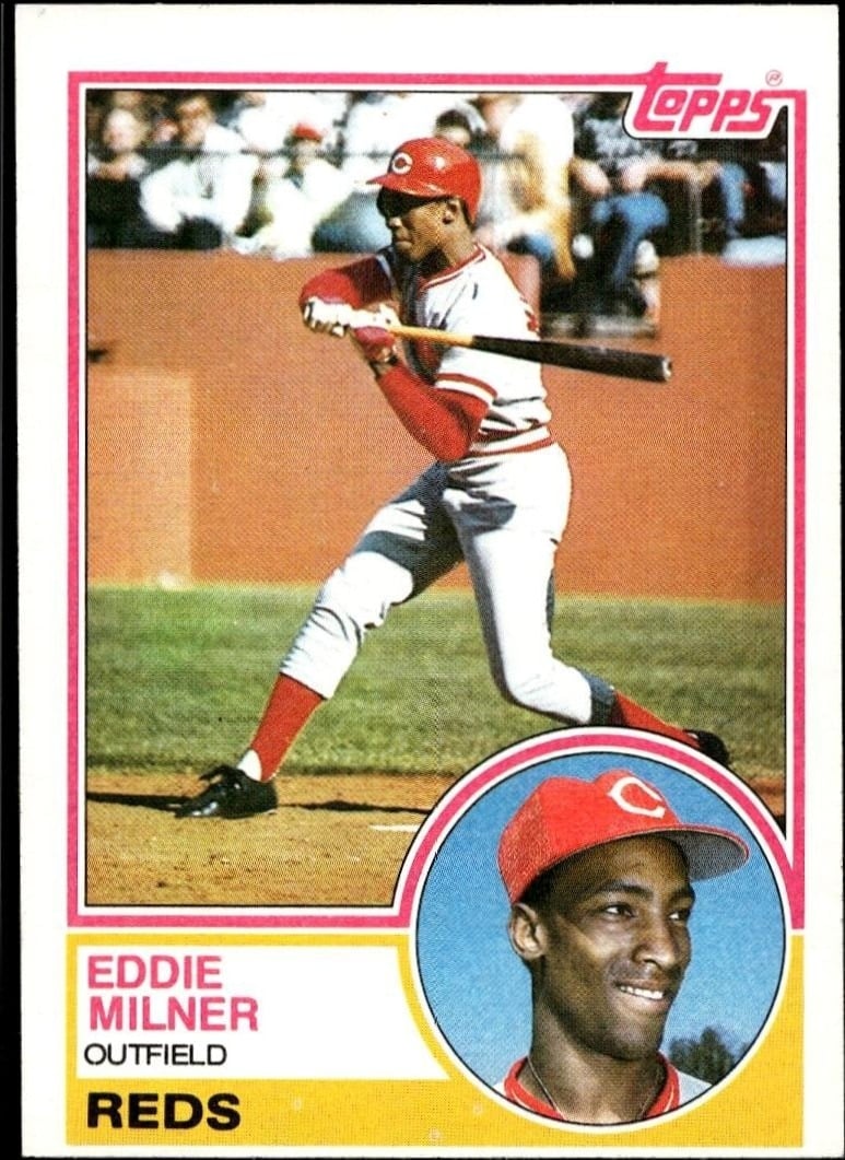 Eddie Milner 1983 Topps #449 Baseball Trading Card - Front 1983 Topps Eddie Milner #449 baseball trading card front