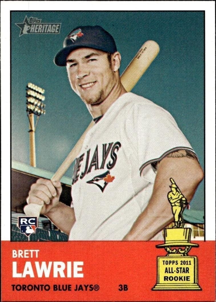 Brett Lawrie 2012 Topps Heritage #280 Baseball Trading Card - Front 2012 Topps Heritage Brett Lawrie #280 baseball trading card front
