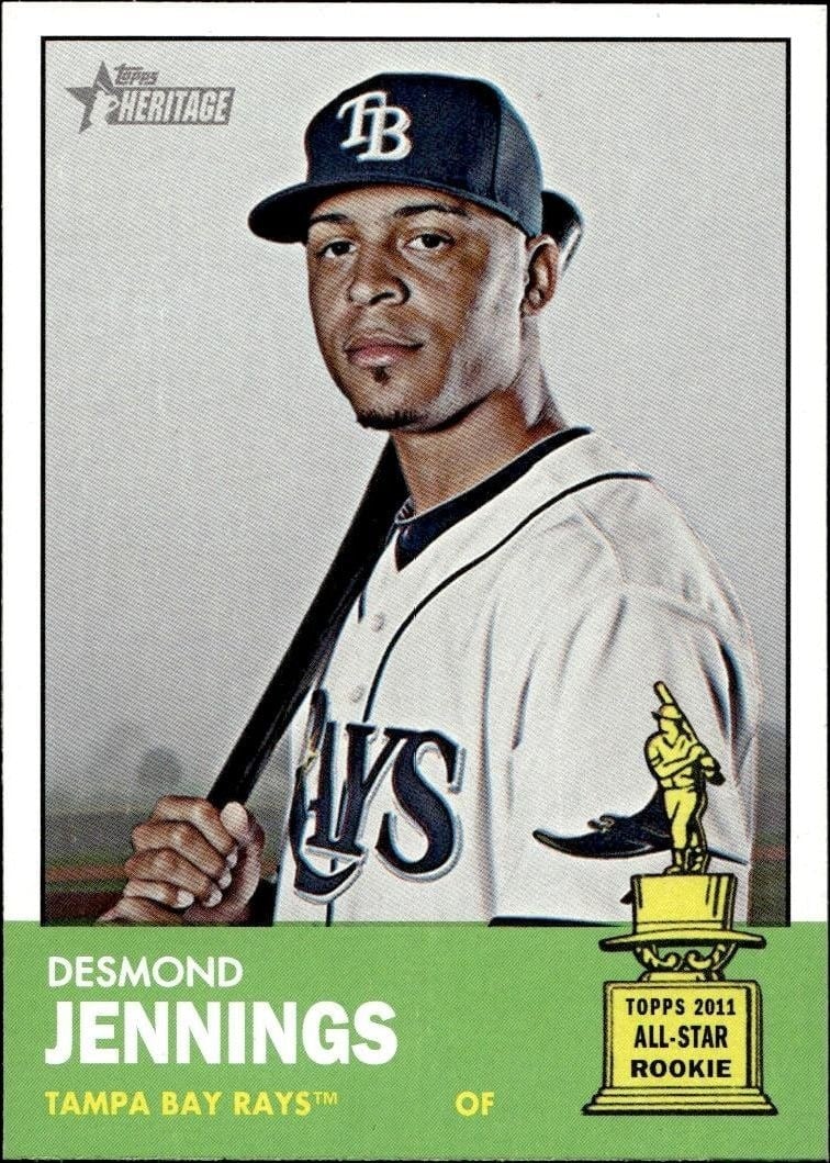 Desmond Jennings 2012 Topps Heritage #195 Baseball Trading Card - Front 2012 Topps Heritage Desmond Jennings #195 baseball trading card front