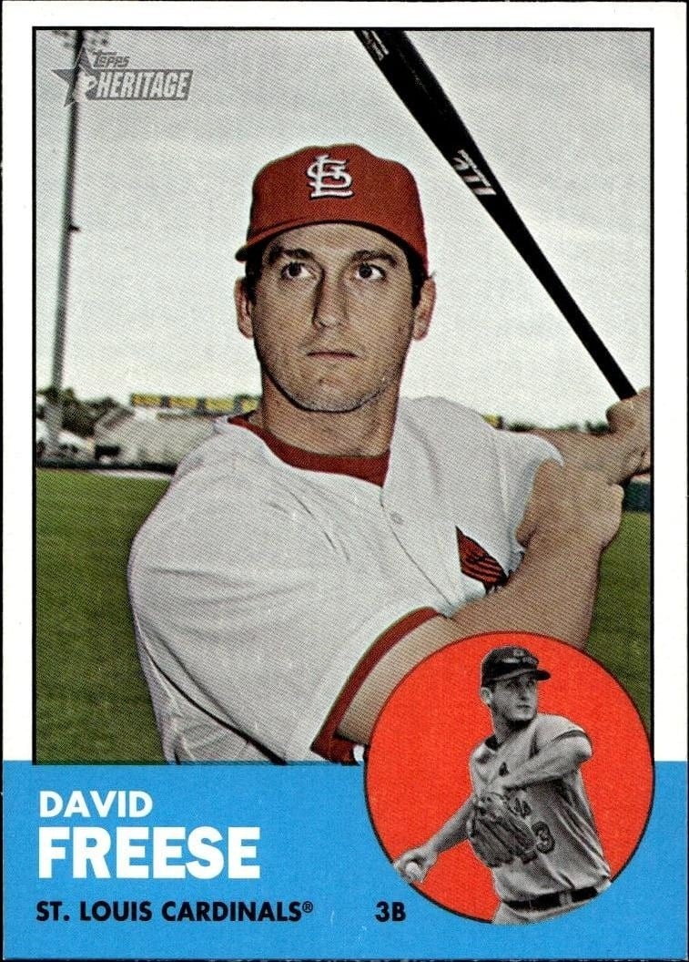David Freese 2012 Topps Heritage #130 Baseball Trading Card - Front 2012 Topps Heritage David Freese #130 baseball trading card front