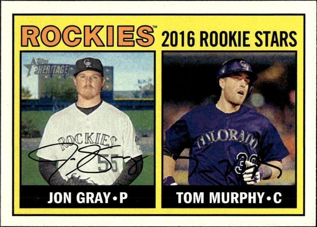 Jon Gray 2016 Topps Heritage #166 Baseball Trading Card - Front 2016 Topps Heritage Jon Gray #166 baseball trading card front