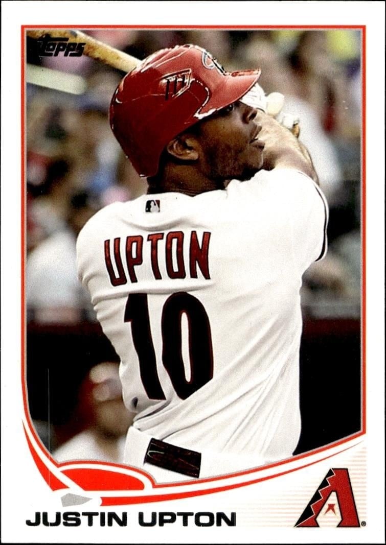 Justin Upton 2013 Topps #110 Baseball Trading Card - Front 2013 Topps Justin Upton #110 baseball trading card front