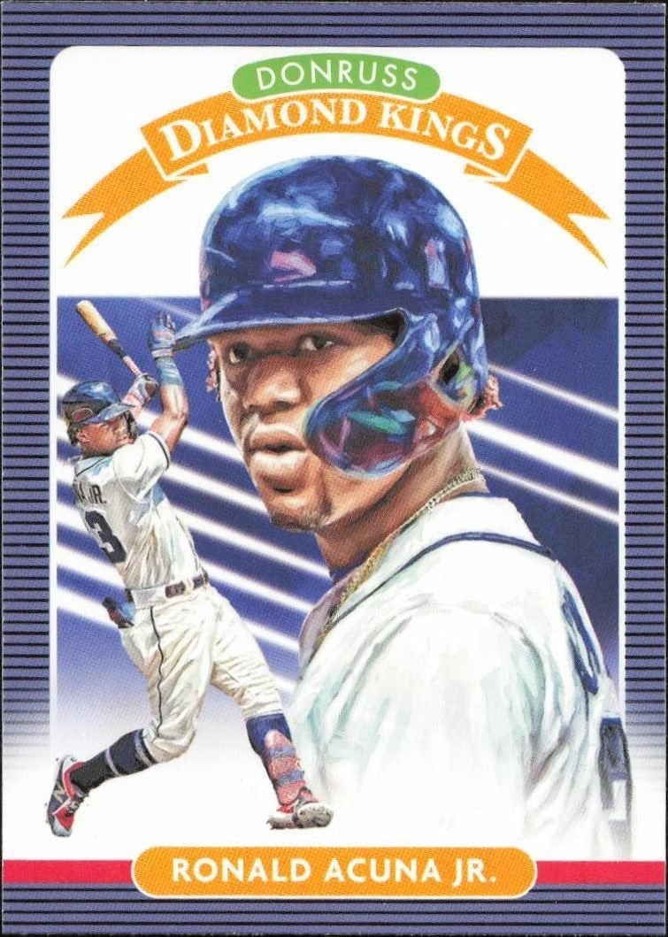 Ronald Acuna Jr. 2020 Panini Donruss #8 Baseball Trading Card - Front 2020 Panini Donruss Ronald Acuna Jr. #8 baseball trading card front