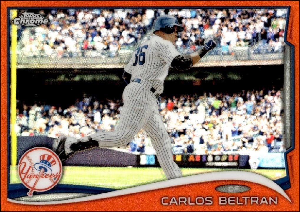 Carlos Beltran 2014 Topps Chrome #179 Baseball Trading Card - Front 2014 Topps Chrome Carlos Beltran #179 baseball trading card front