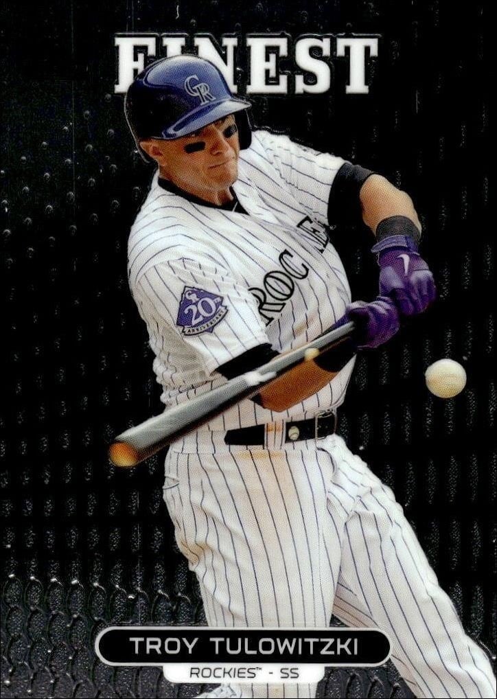Troy Tulowitzki 2013 Topps Finest #35 Baseball Trading Card - Front 2013 Topps Finest Troy Tulowitzki #35 baseball trading card front