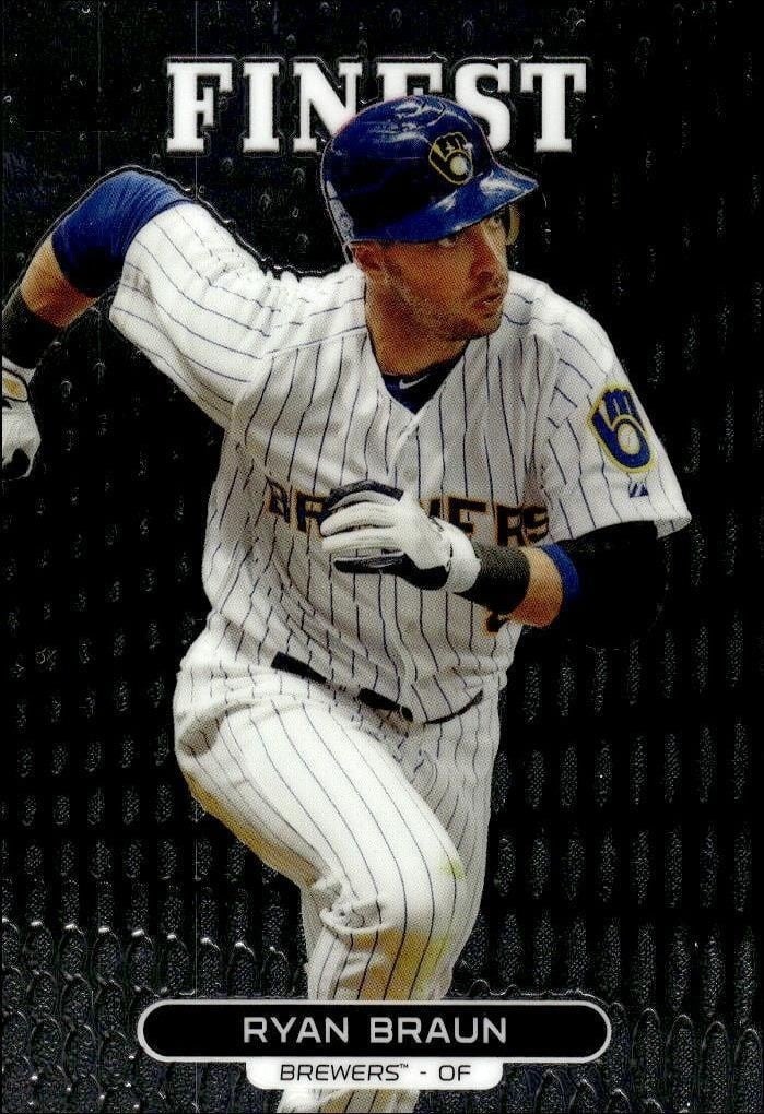 Ryan Braun 2013 Topps Finest #90 Baseball Trading Card - Front 2013 Topps Finest Ryan Braun #90 baseball trading card front